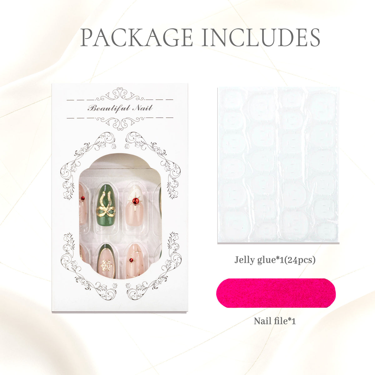 Elegante Holiday Press-On Nail Art Set