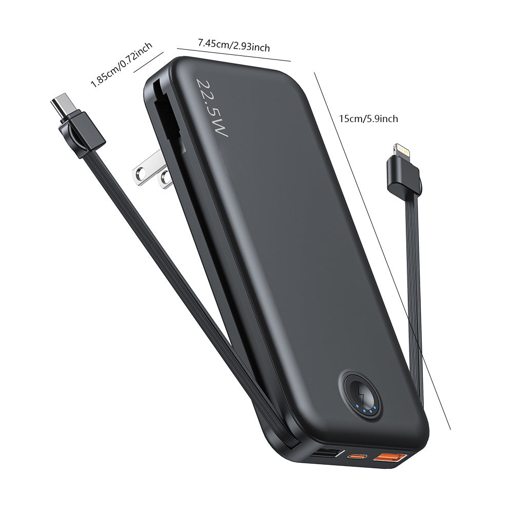 Powerbank mit Integriertem Wandstecker und Schnellladender Typ-C-Funktion Brehn