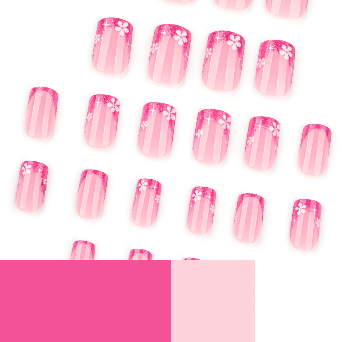 Kunstvolle Nagelkunst mit floralem Akzent und Glitzer Brehn