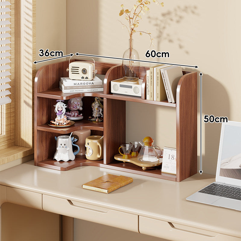 Multifunktionale Desktop-Regalorganisator mit erhöhtem Rücken und offenen Fächern