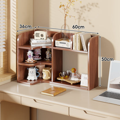 Multifunktionale Desktop-Regalorganisator mit erhöhtem Rücken und offenen Fächern