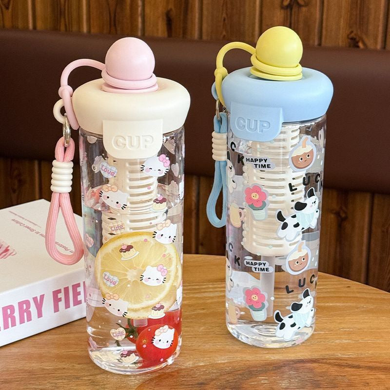 Damen Wasserflasche mit fröhlichen Motiv- und Frucht-Infusionseinsatz Brehn