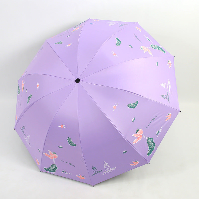 Damen Faltbarer Regenschirm mit floralen Akzenten Brehn