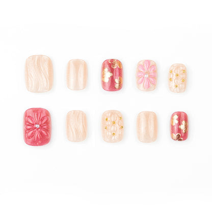Florales Akzent Künstlerisches Press-On Nagelset Brehn