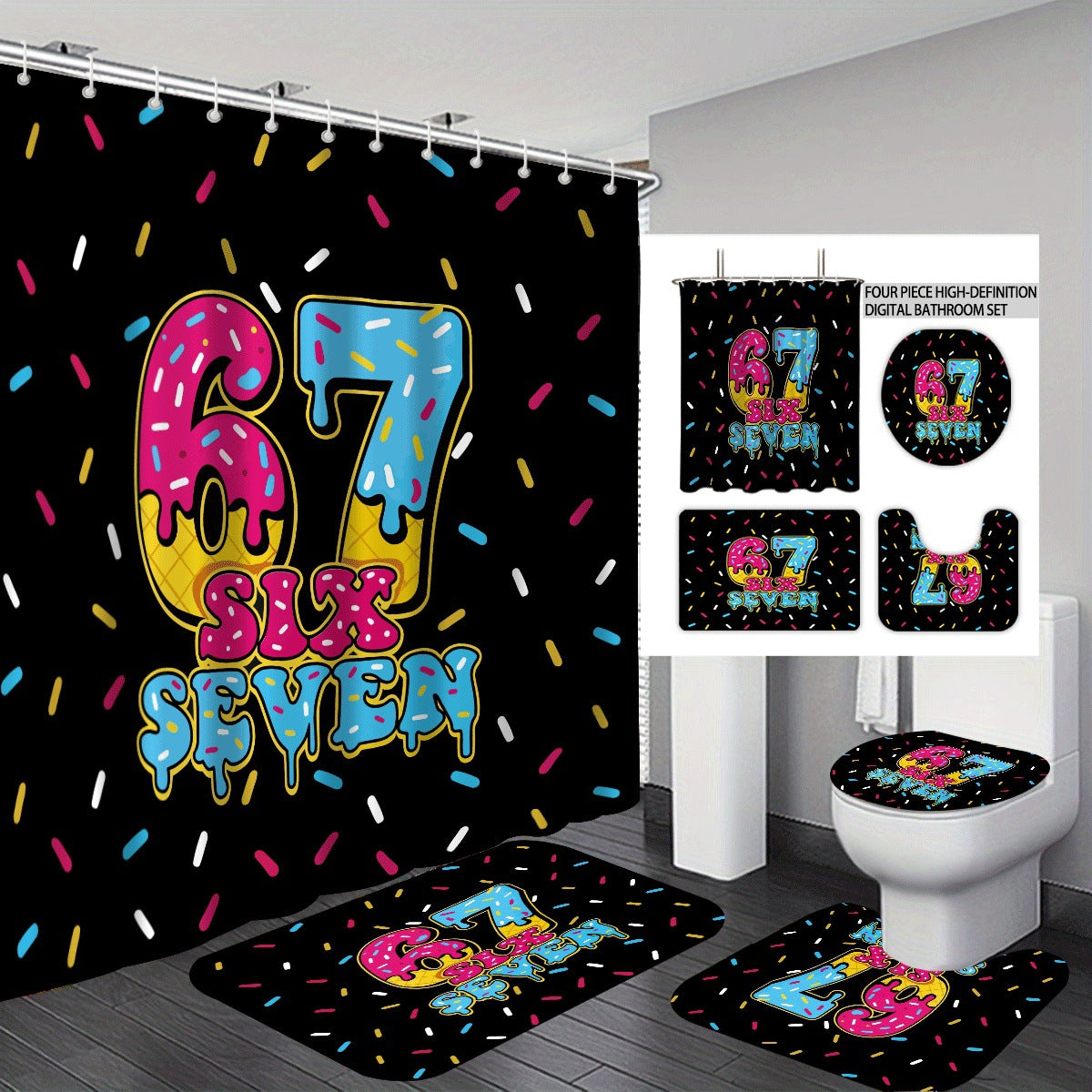 Buntes Dessert-Themen Badezimmer Set Brehn