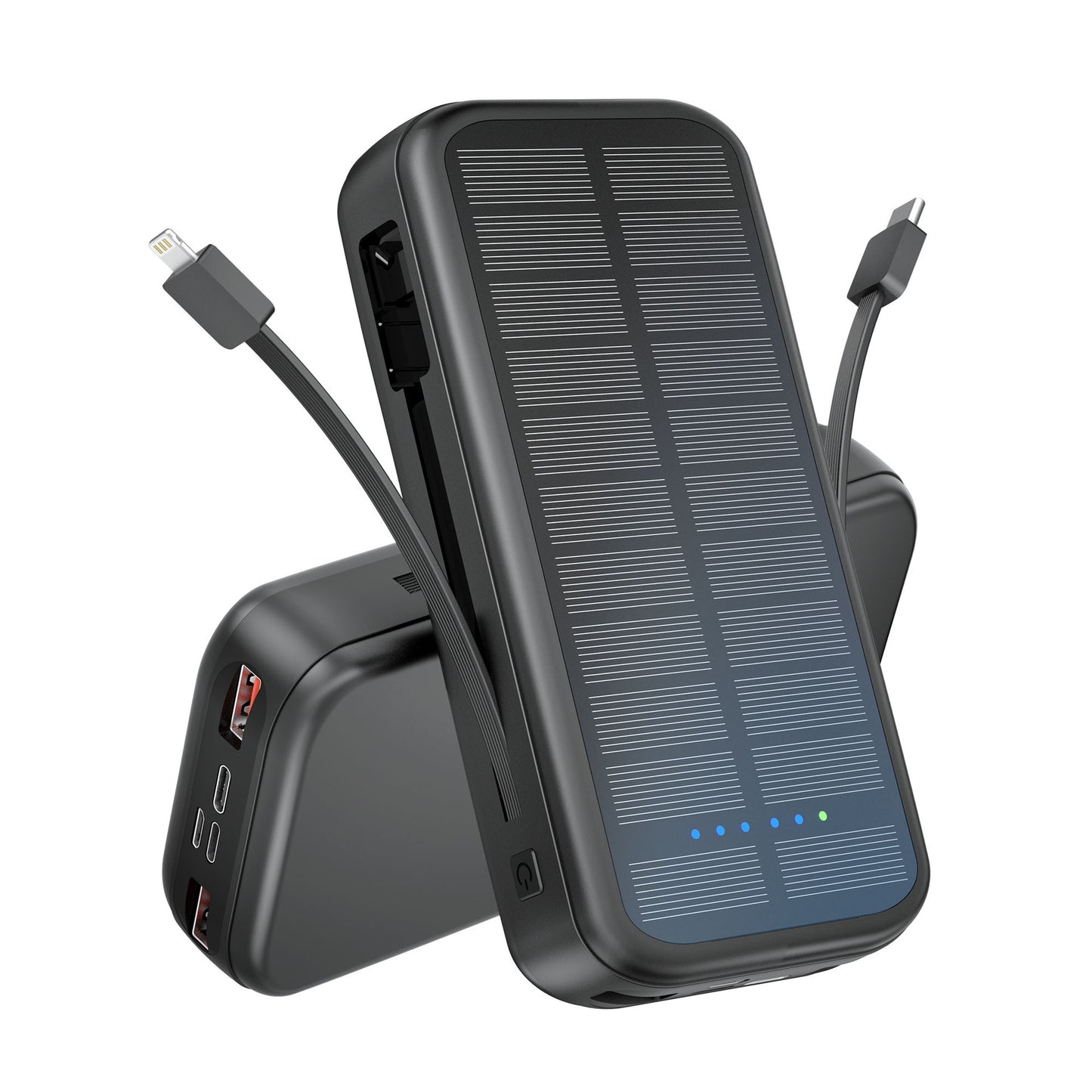 Solar Powerbank mit Integrierter Schnellladefunktion und Usb-C-Kabel Brehn