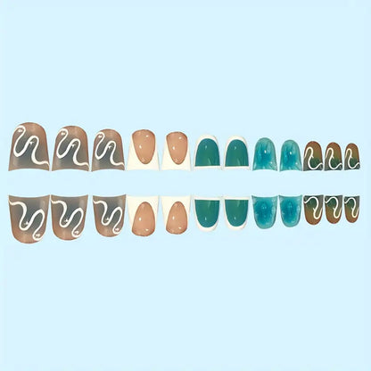 Künstlerisches abstraktes Press-On-Nageldesign Brehn