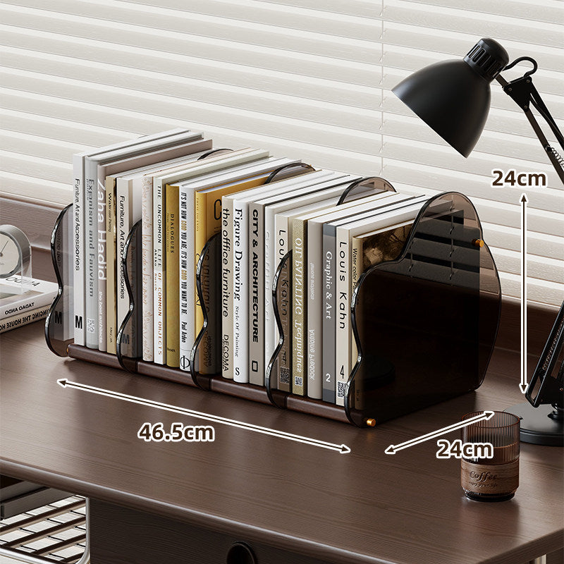 Desktop Clear Acrylic Multi-Section Bookstand with Bamboo Base