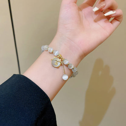 Charm Perlenarmband mit Katzenanhänger Brehn