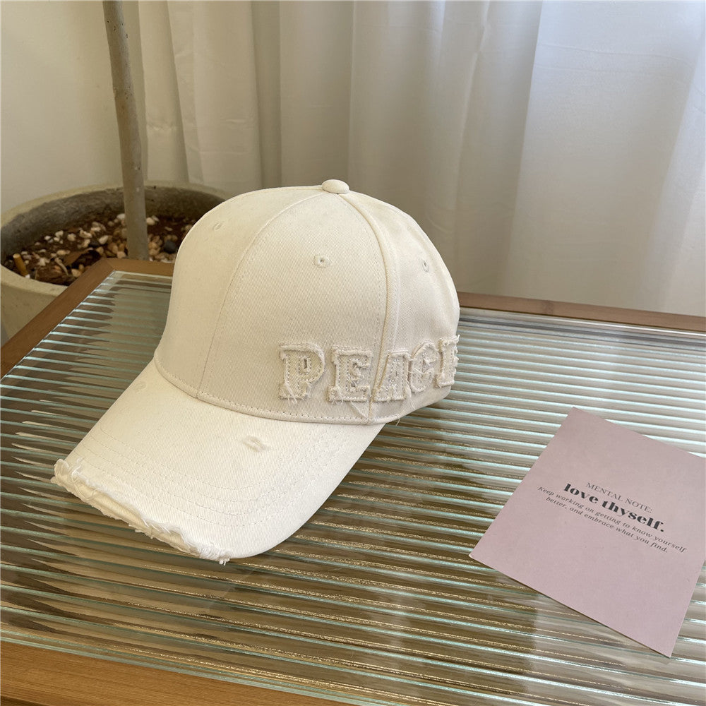 Damen Distressed Graphic Peace Baseball Cap Brehn