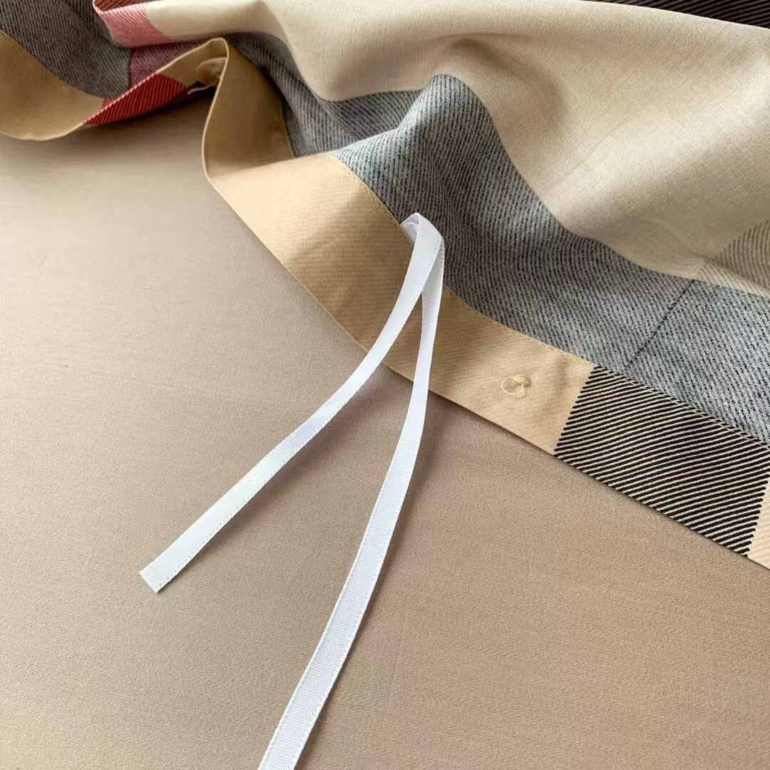 Baumwoll-Satin Großkariertes Bettbezug-Set mit tiefen Ecken & Kissenbezügen