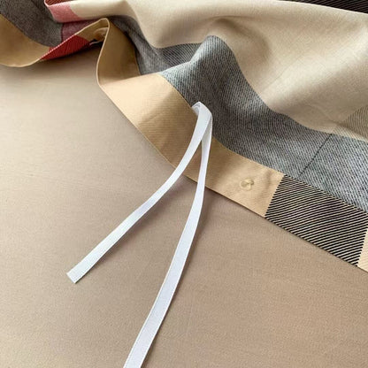 Baumwoll-Satin Großkariertes Bettbezug-Set mit tiefen Ecken & Kissenbezügen