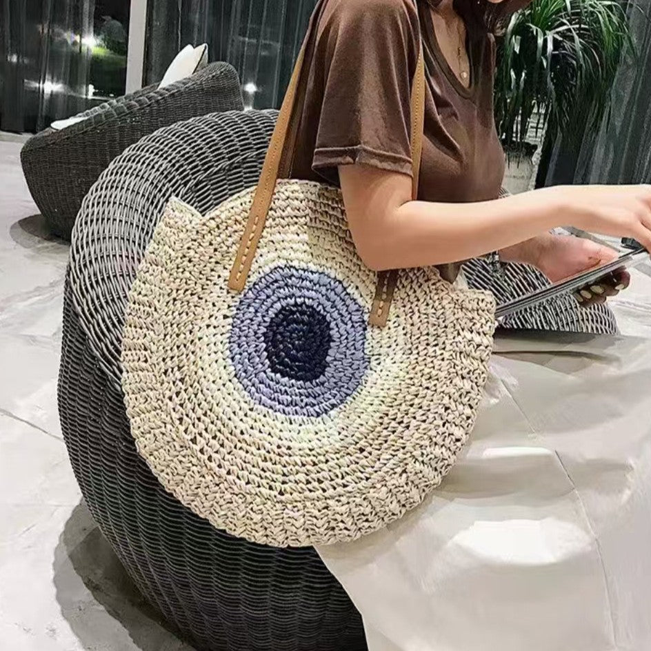 Handgefertigte Basttasche mit Auffälligem Farbverlauf Brehn