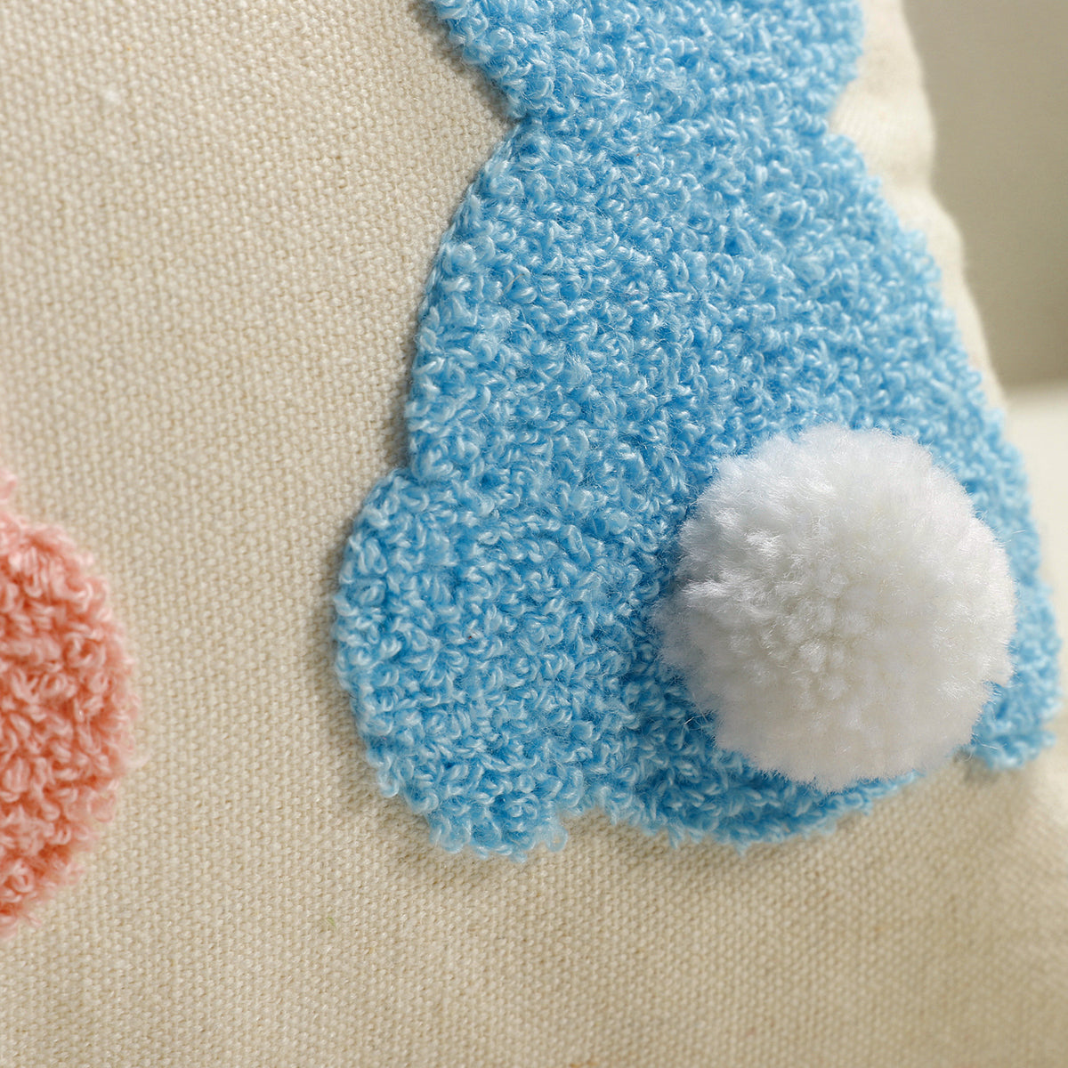 Geplüschtes Bunny Applikation Nackenstützkissenbezug mit Pom-Pom Schwanz