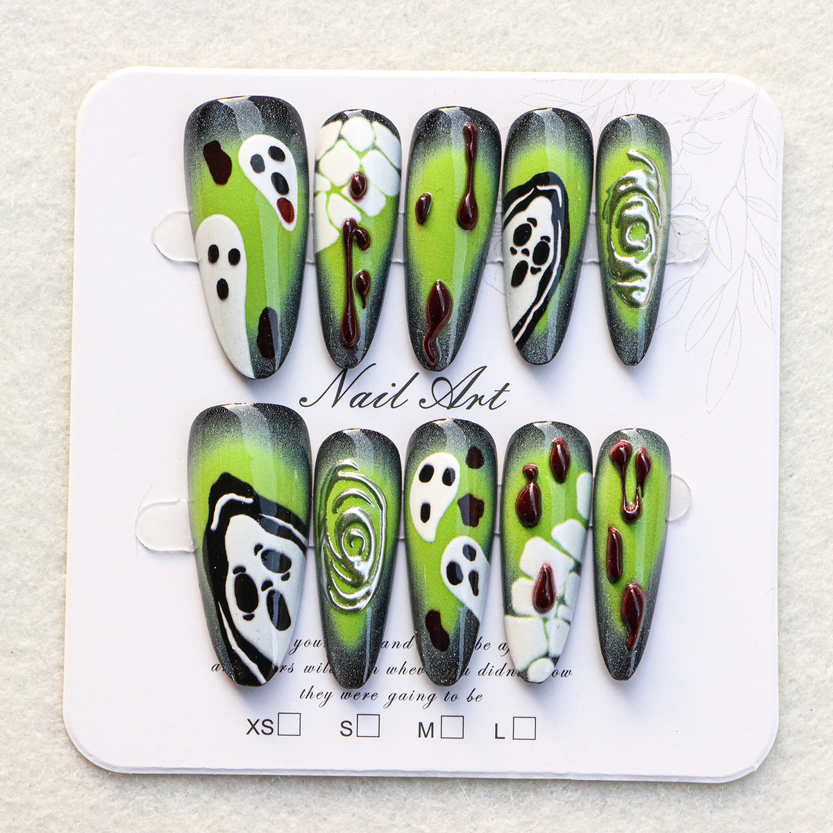 Künstlerisches Press-On Nail Set mit einzigartigen Halloween-Designs Brehn