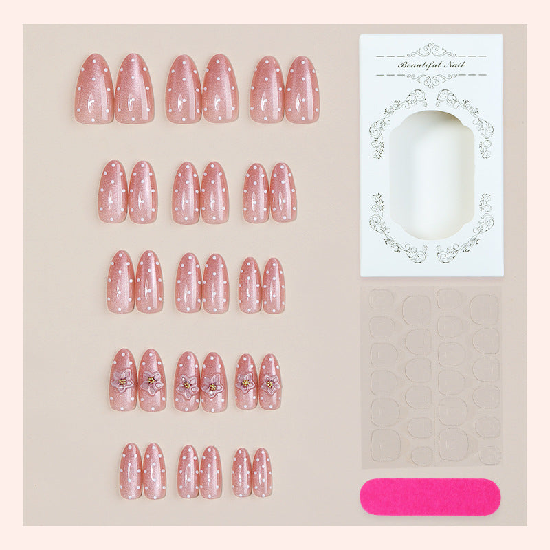 Premium Klebe-Press-On Nail Set mit Blumenmustern Brehn