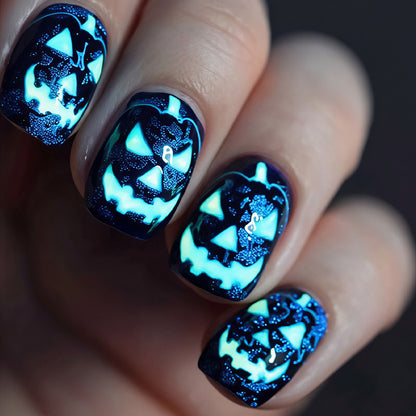 Halloween Leuchten-im-Dunkeln Press-On Nagelkunst Brehn