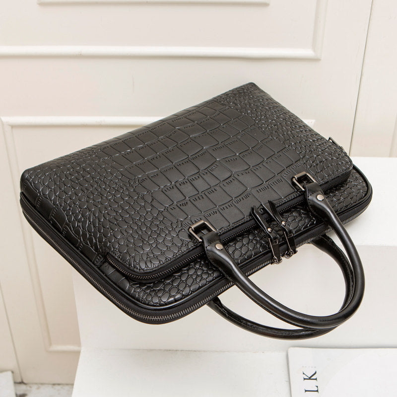 Elegante Laptop-Aktentasche Im Krokodil-Look Brehn
