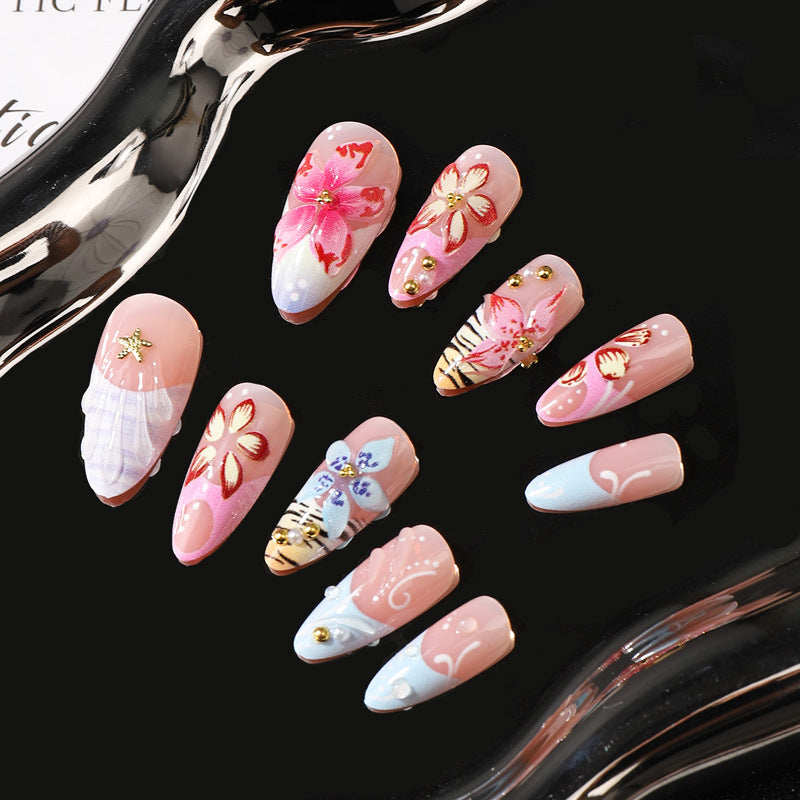 Künstlerisches Floral-Themen Fingernagel-Set Brehn