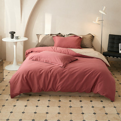 Wendbare Baumwoll-Satin Bettdeckenbezug und Kissenbezug Set