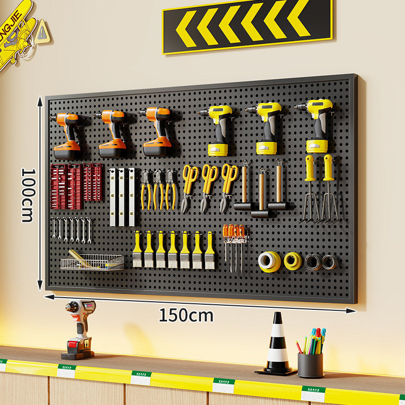Wandmontierter perforierter Metallwerkzeug-Pegboard-Organizer mit Magnetstreifen und Mehrfachhaken