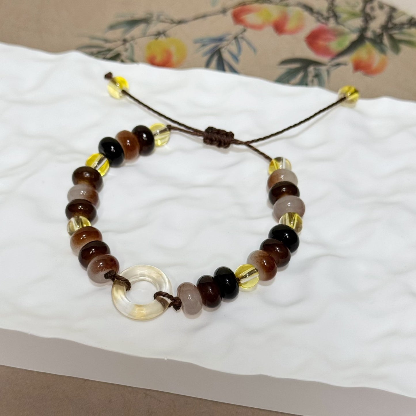 Verstellbares Edelstein- und Glasperlenarmband Brehn
