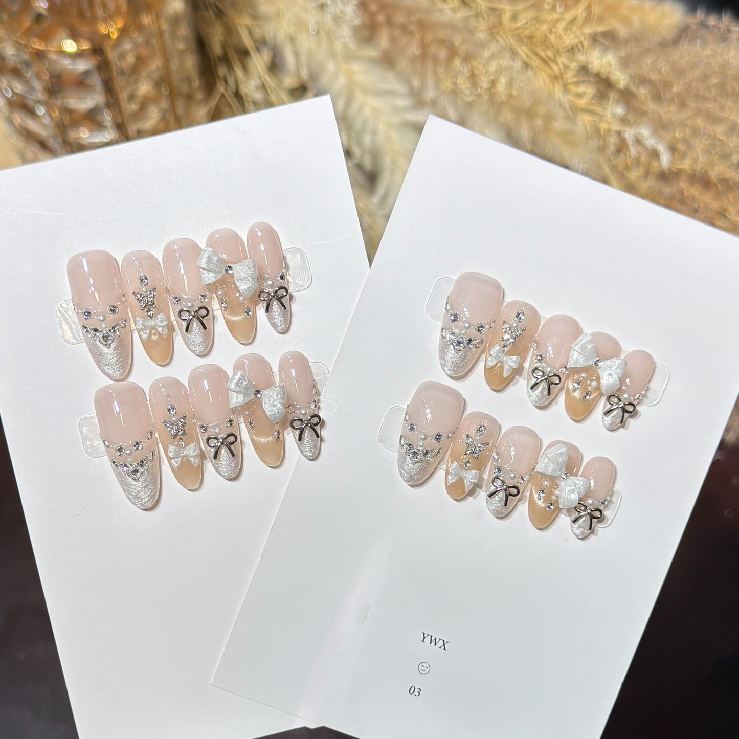 Glamouröses mit Schleifen verziertes Press-On Nagelkunst Set Brehn