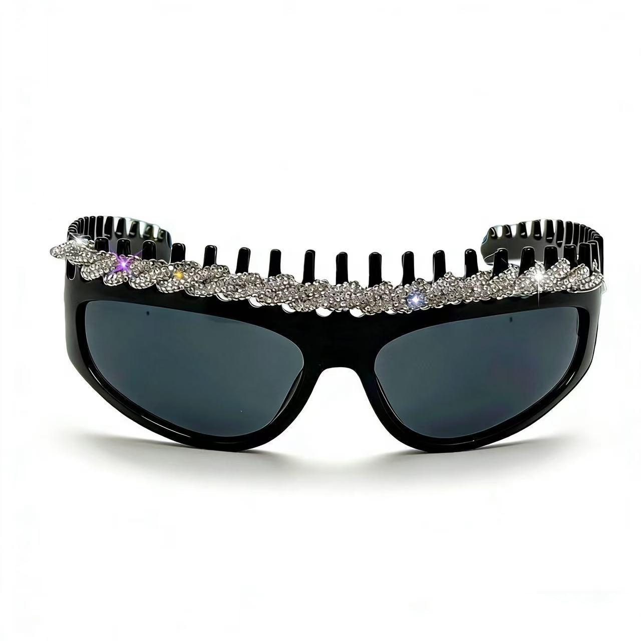 Damen Sportliche Sonnenbrille mit kunstvollem Design und funkelnden Akzenten Brehn