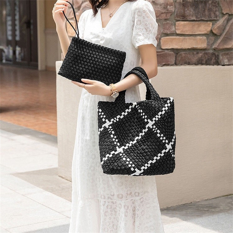 Geflochtene Handtasche mit Abnehmbarer Clutch Brehn