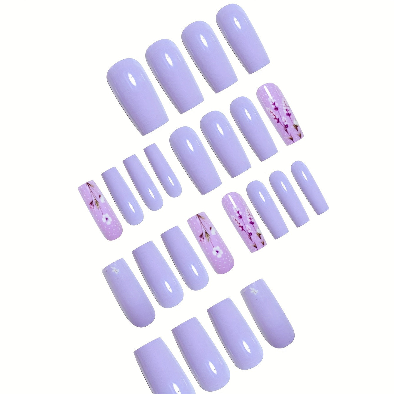 Künstlerisch gestaltetes florales Acryl-Nagel-Set Brehn