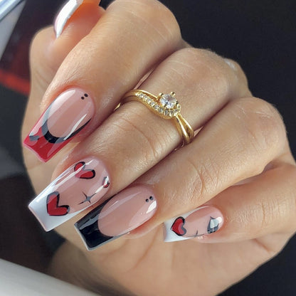 Künstlerische Herz-Akzent Nagelkunst Verlängerungen Brehn