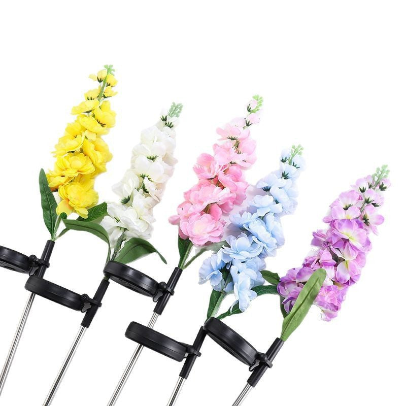 Dekorativer hoher künstlicher Delphinium-Gartenstecker mit Edelstahlspike und verstellbarem Clip Brehn