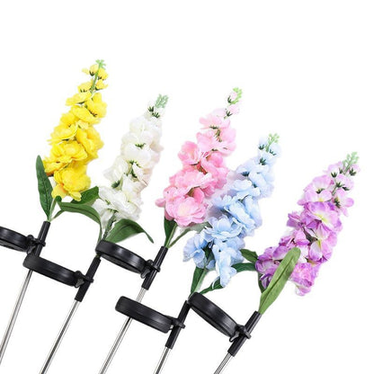 Dekorativer hoher künstlicher Delphinium-Gartenstecker mit Edelstahlspike und verstellbarem Clip Brehn