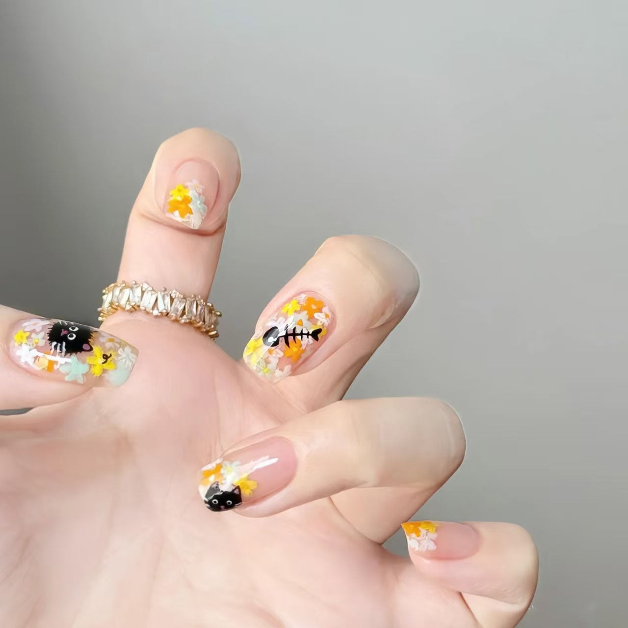 Florale Kunst Press-On Nagelset Brehn