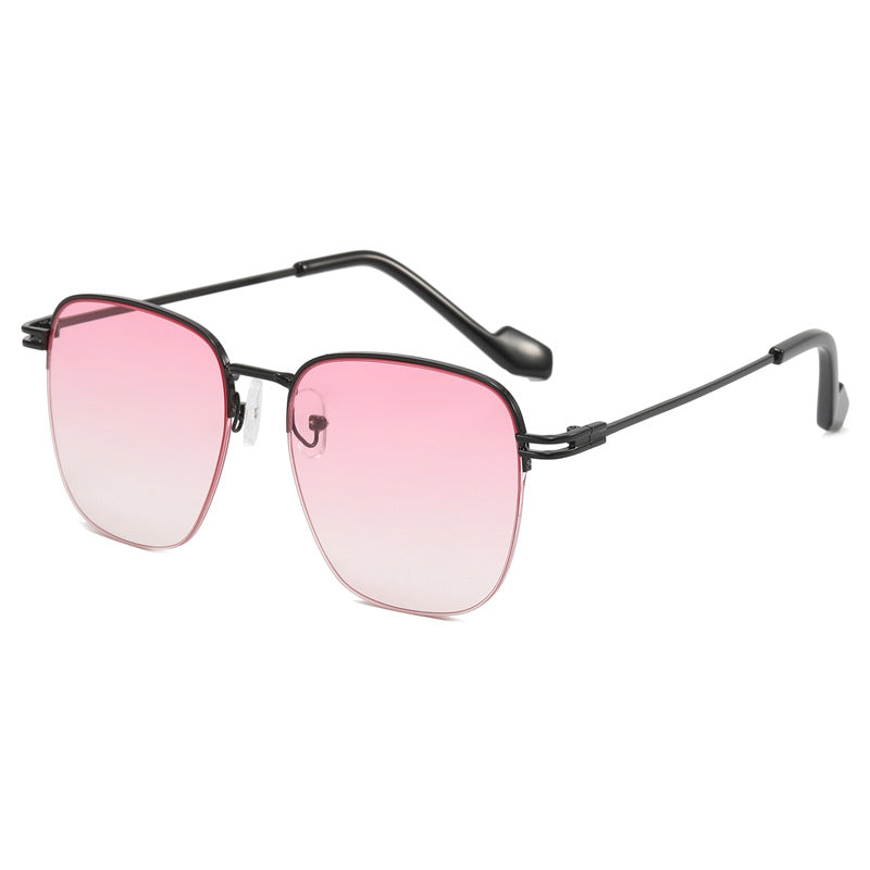 Damen Designer-Brille mit quadratischem Rahmen und glänzender Metallstruktur Brehn