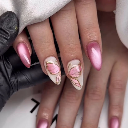 Elegante Schmetterlingsblumen-Nagelkunst-Erweiterungen Brehn