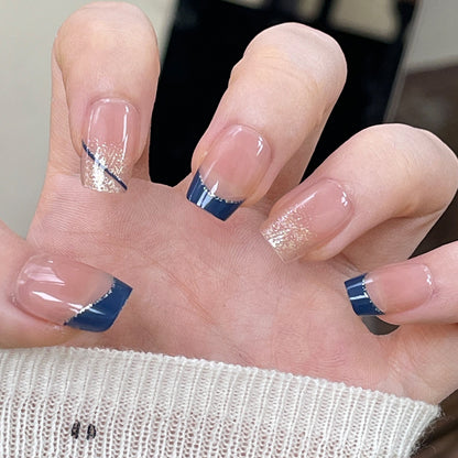 Premium Press-On Nail Set mit elegantem Glitzer und französischen Spitzen Brehn
