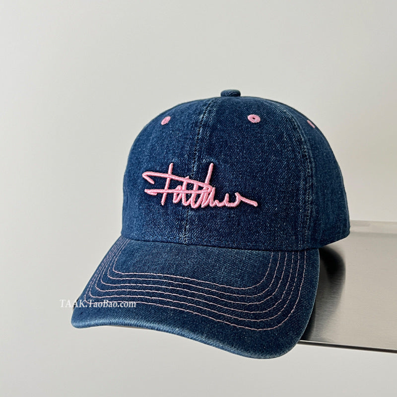 Damen Vintage Denim Bestickte Baseballmütze Brehn