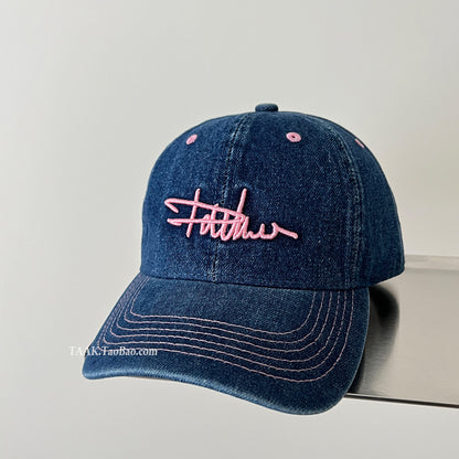 Damen Vintage Denim Bestickte Baseballmütze Brehn