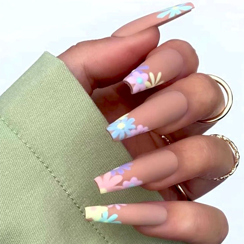 Florale Matte Lange Press-On Nägel Brehn