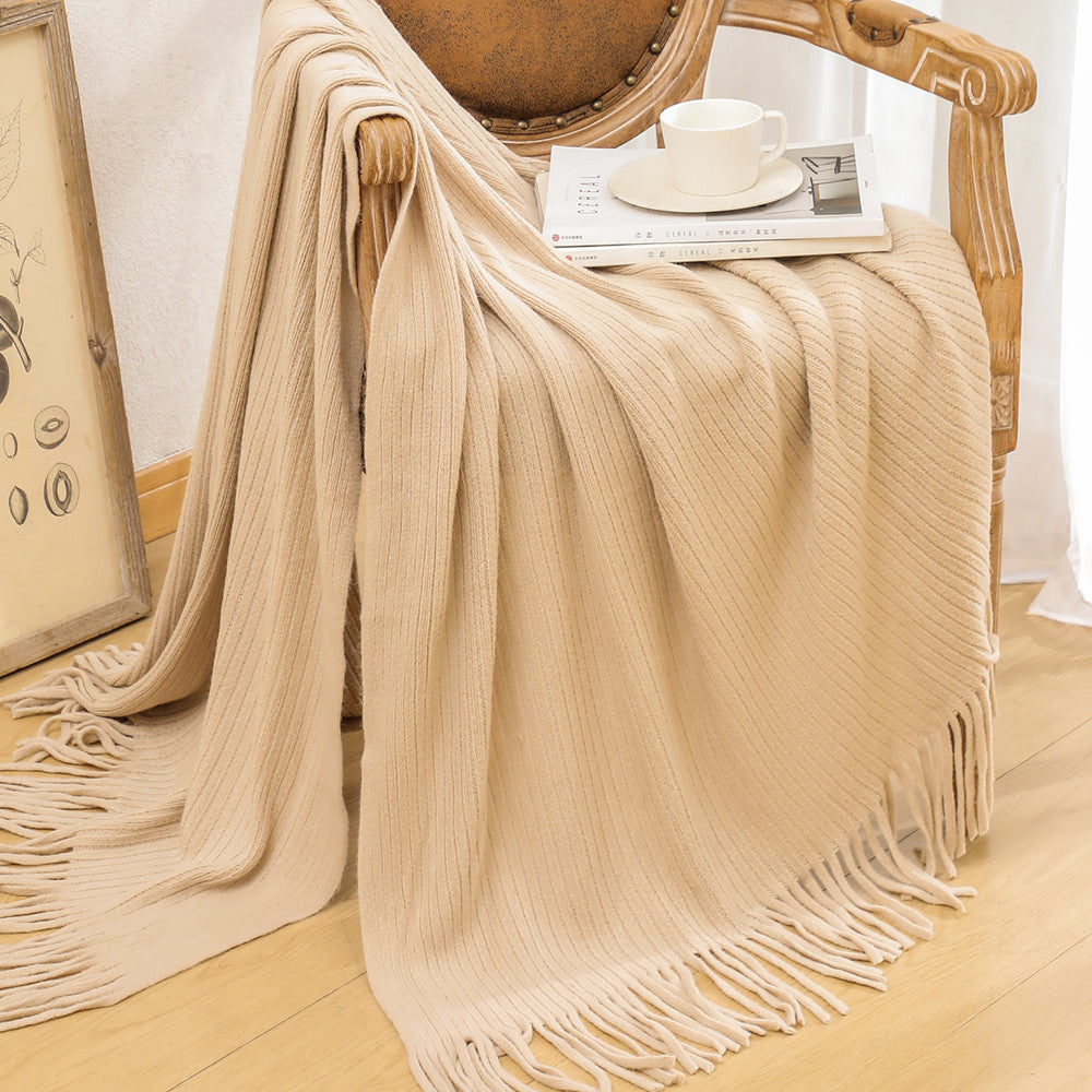 Luxuriöse Texturierte Strickfransen-Wurfdecke Brehn