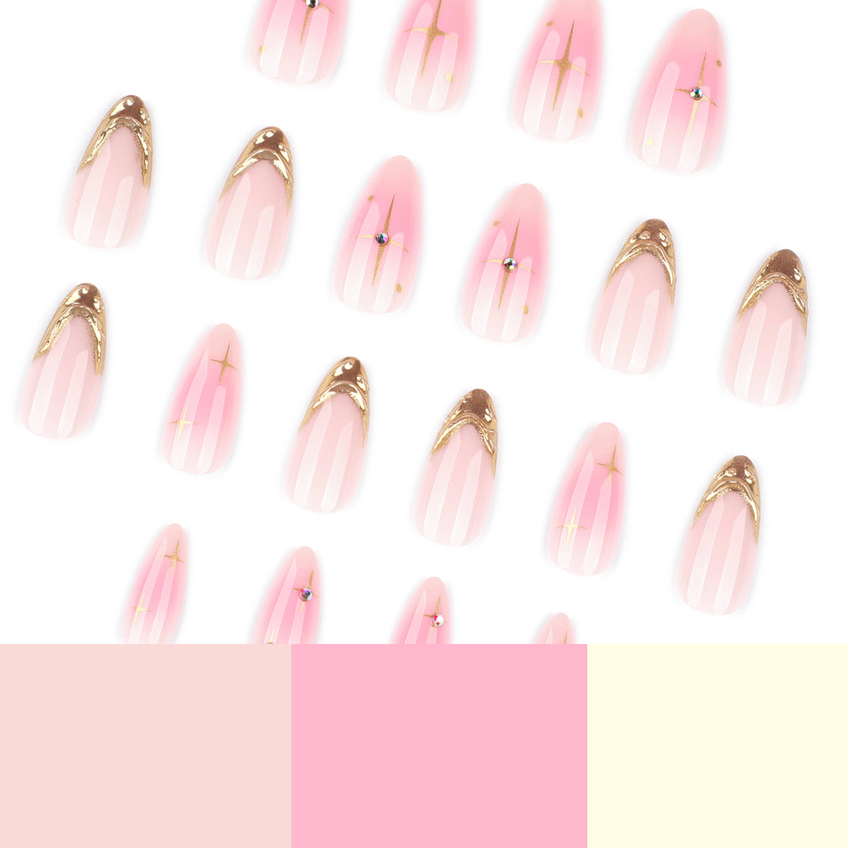 Kunstvolle Nagelverlängerungen mit glamourosem Goldfinish Brehn