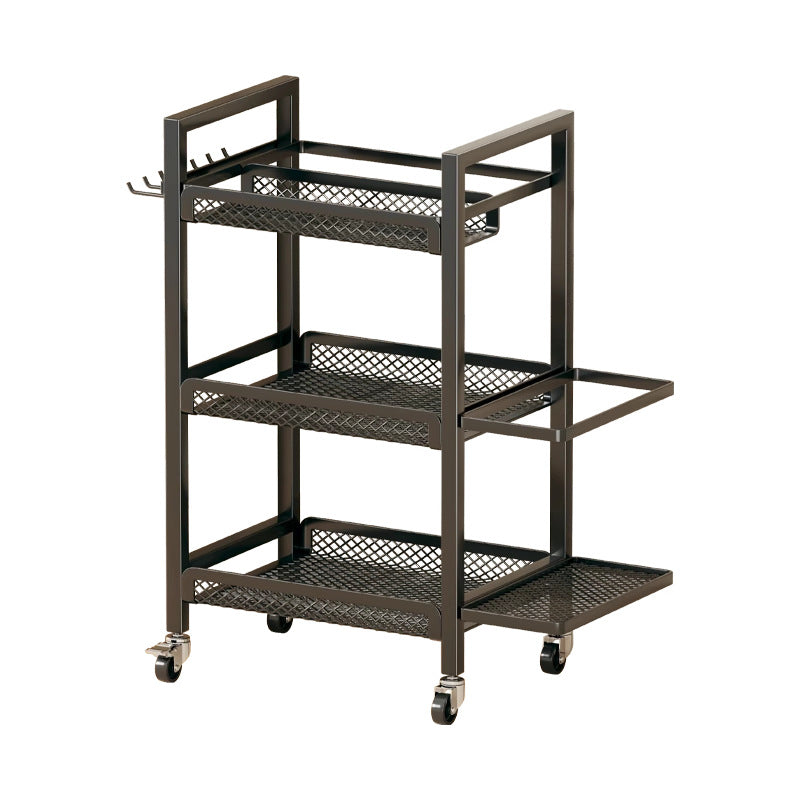 Rolling Drei-Ebenen Metallnetz Fitness Zubehör Organizer Wagen mit verriegelbaren Drehrollen