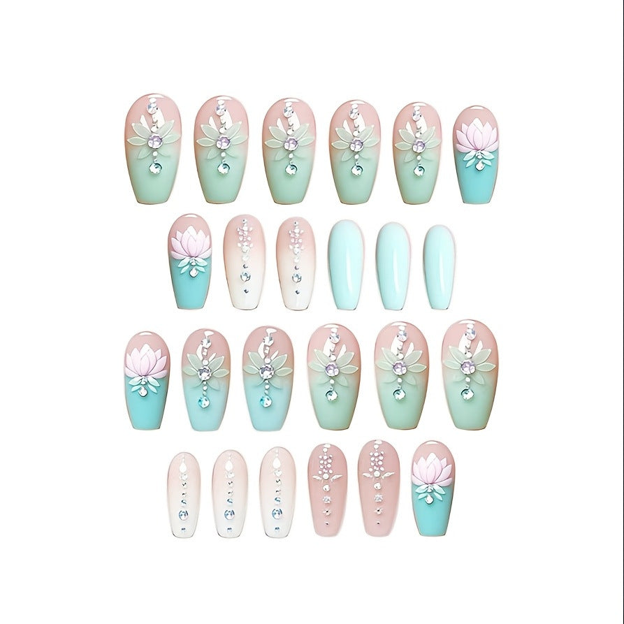 Floral und Edelstein Nagelkunst Verlängerungen Brehn