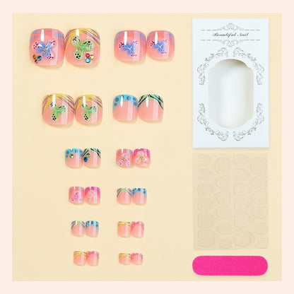Kunstnagelset mit bunten Schmetterlings- und Blumenmotiven Brehn