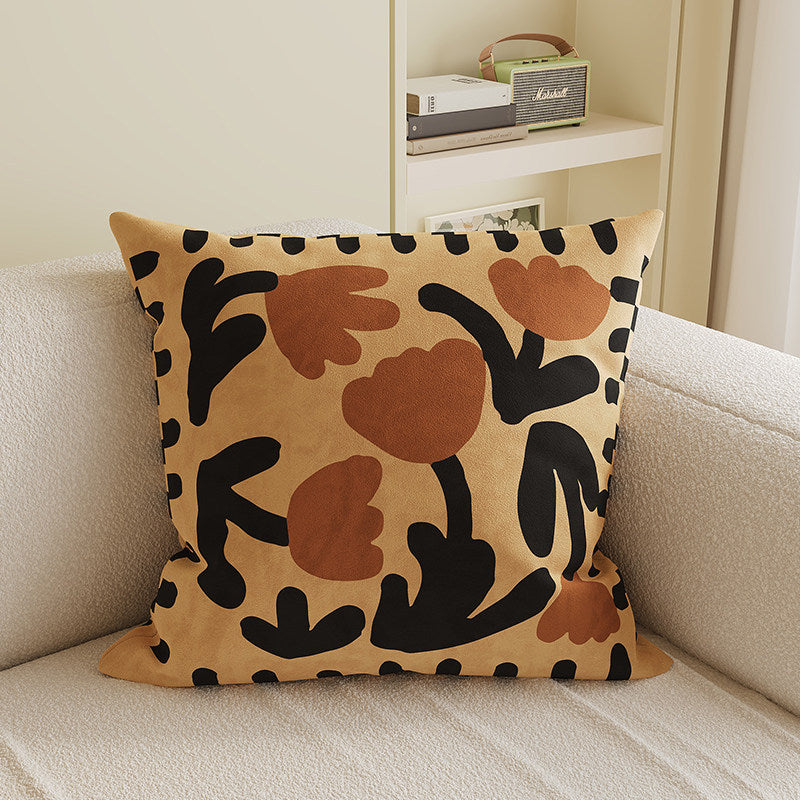 Decorative Tufted Velvet Throw Pillow Cover with Raised Floral Appliqué