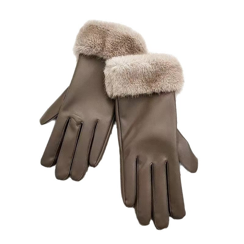 Luxuriöse Kunstpelz-Bündchen-Lederhandschuhe Brehn