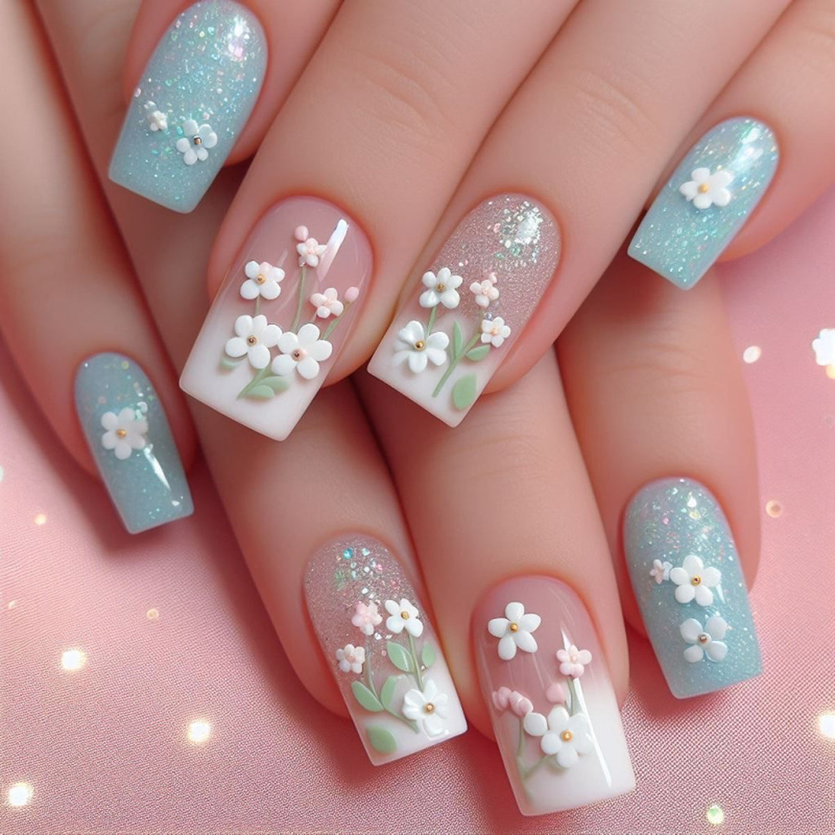 Kunstvolle Nageldesigns mit floralen Akzenten Brehn