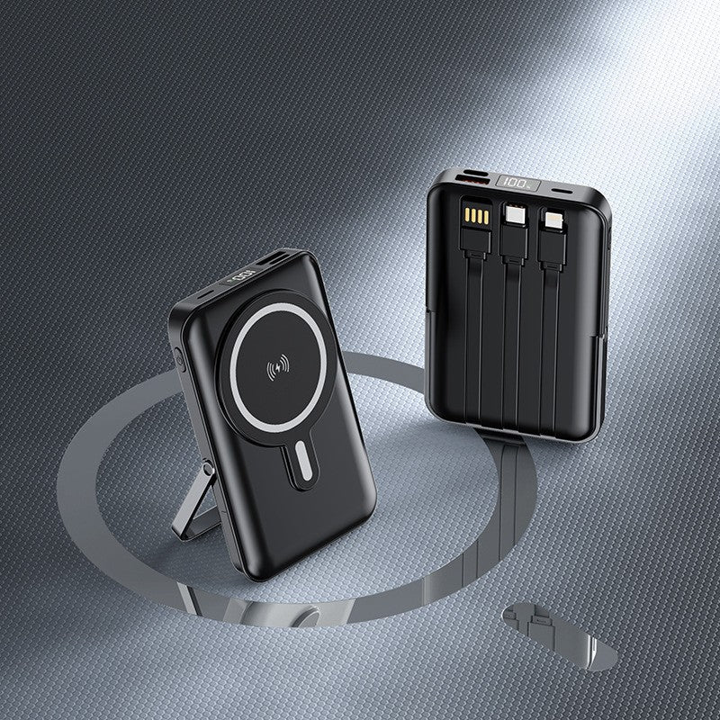 Tragbare Powerbank mit Integriertem Ladekabel und Wireless Ladefunktion Brehn