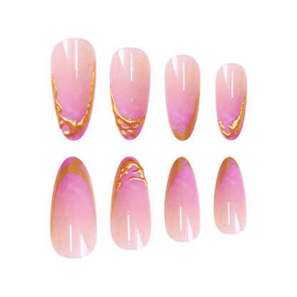 Elegante Stiletto Press-On Nagelverlängerungen mit Goldspitzen-Detail Brehn